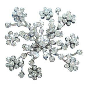 Mid-century Vintage Starburst Rhinestone Brooch